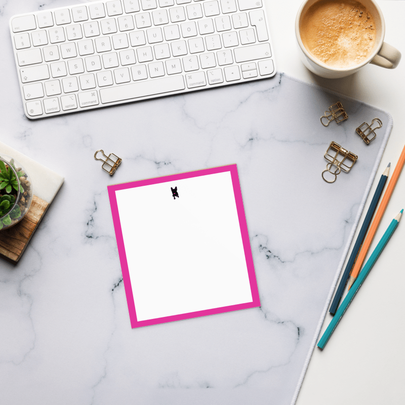 haute frenchie hot pink border frenchie notepad