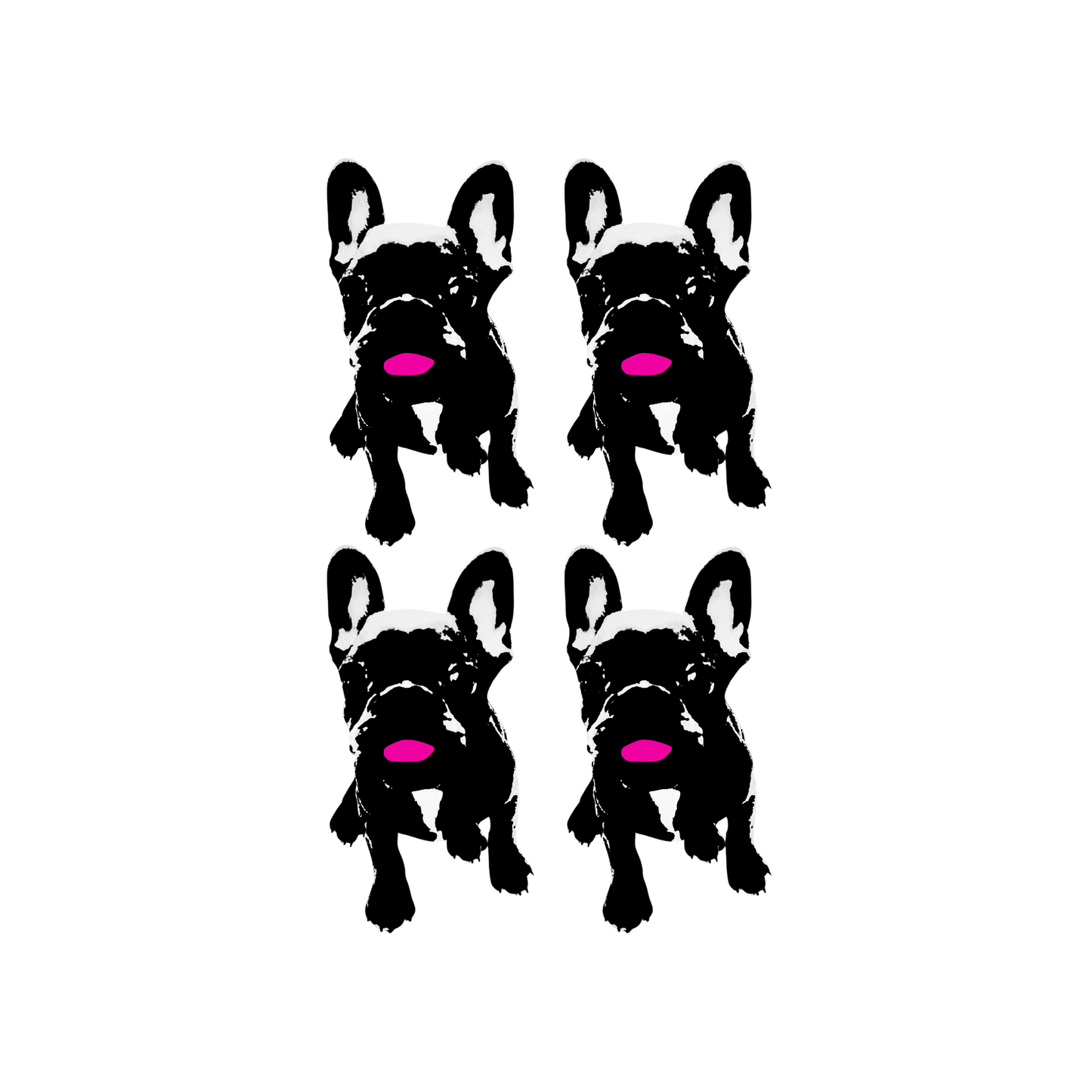 haute frenchie hot pink bordered two-sided horizontal note cards