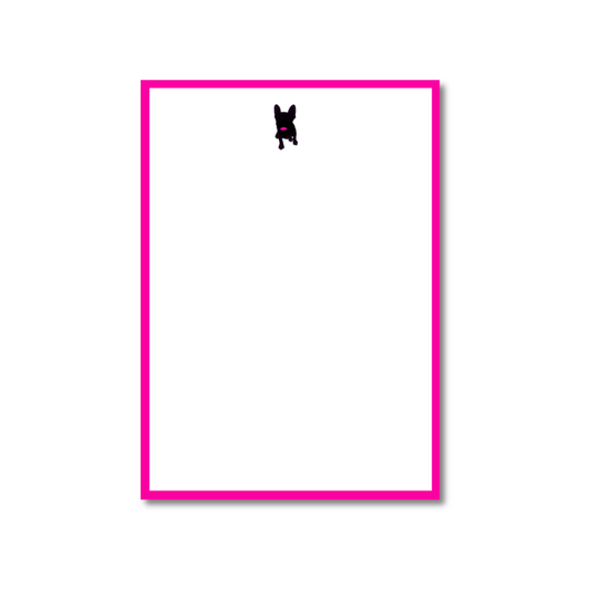 haute frenchie hot pink bordered two-sided vertical note cards