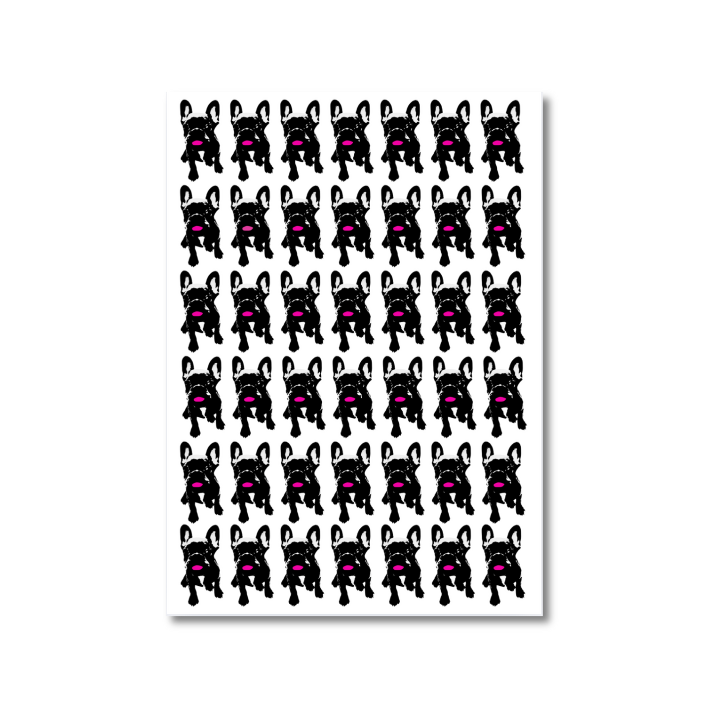 haute frenchie hot pink bordered two-sided vertical note cards