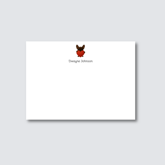 Custom "Heart Frenchie" Stationery Personalized with Your Name