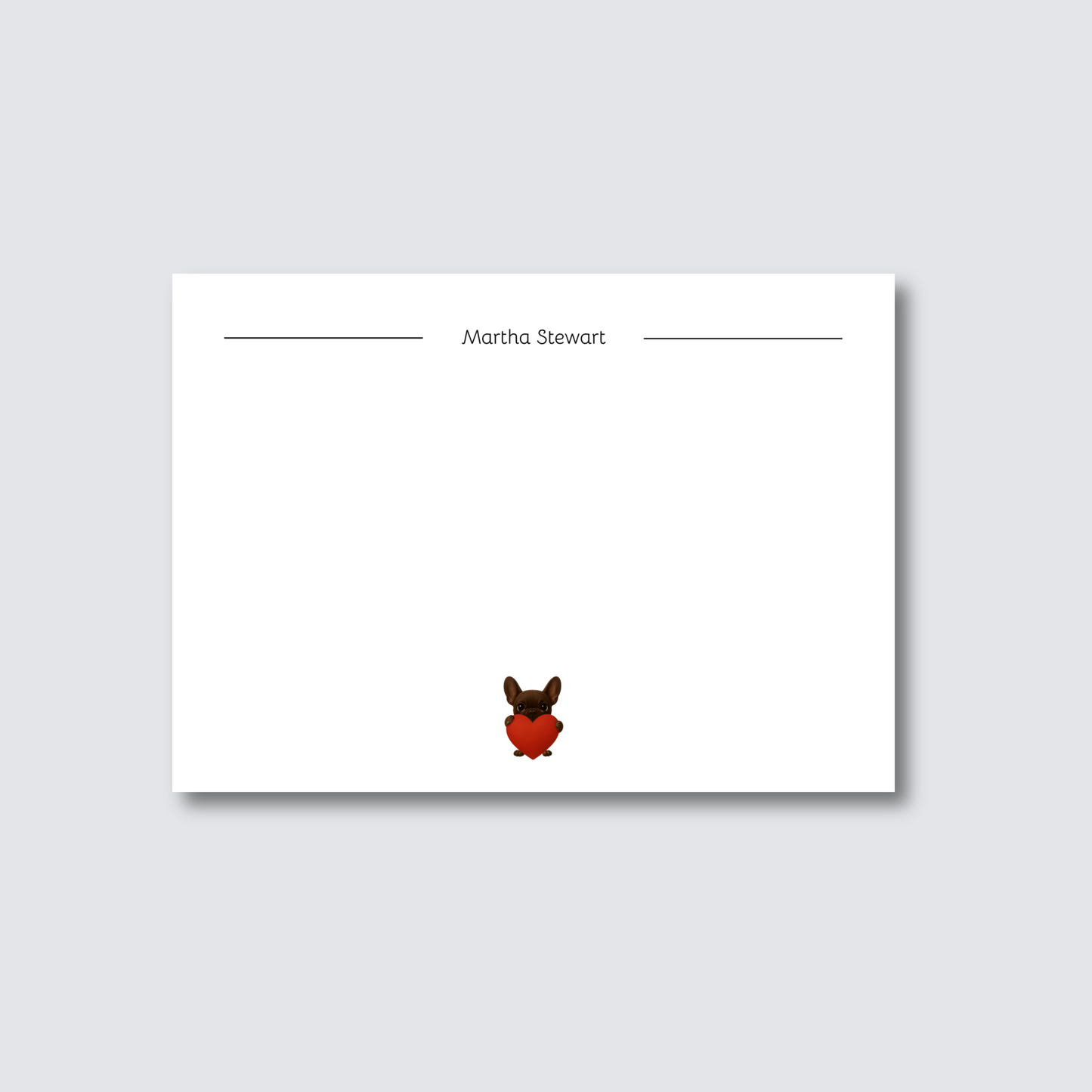 Custom "Heart Frenchie" Stationery Personalized with Your Name