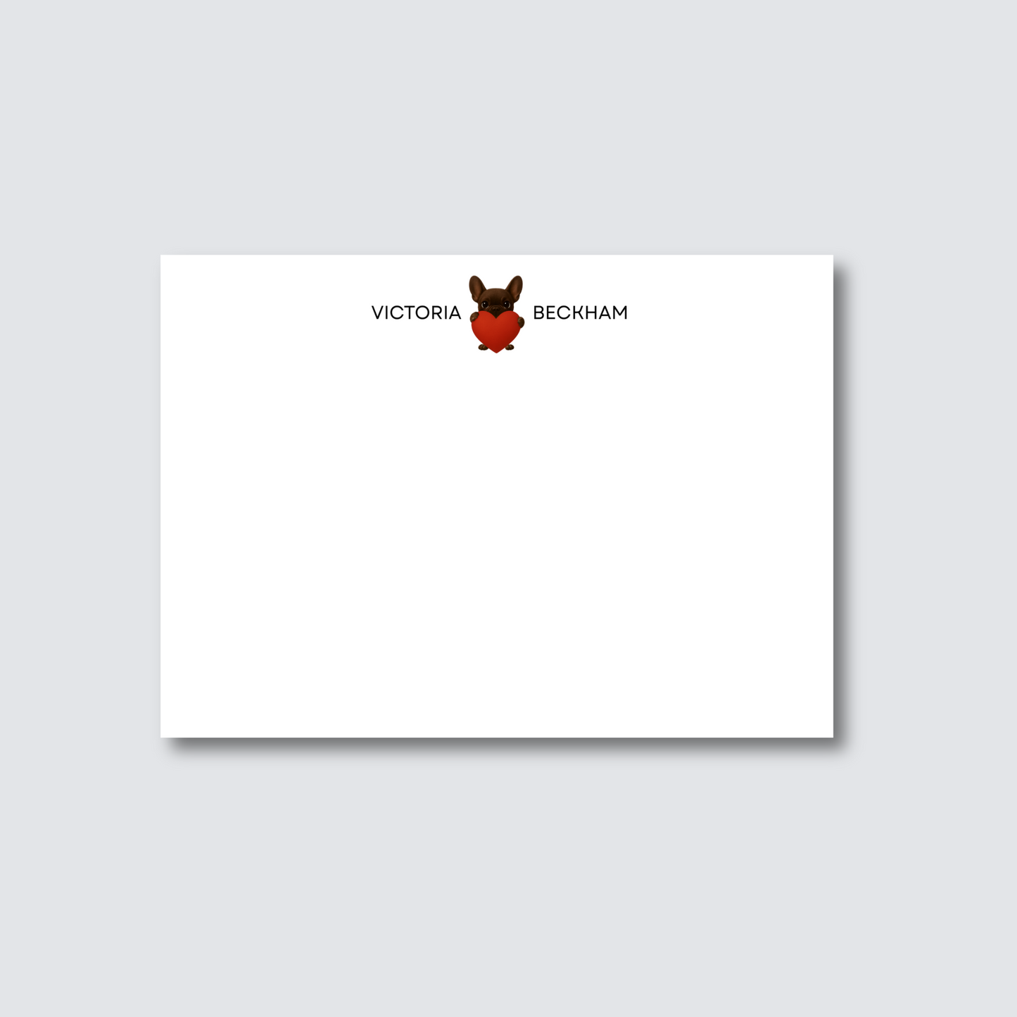 Custom "Heart Frenchie" Stationery Personalized with Your Name