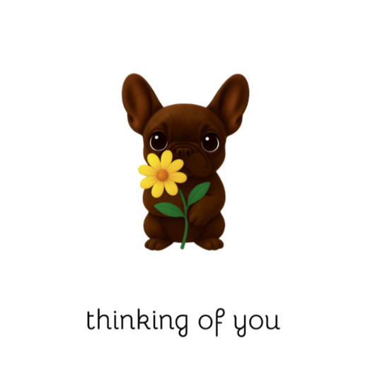 thinking of you frenchie 4x6 note card