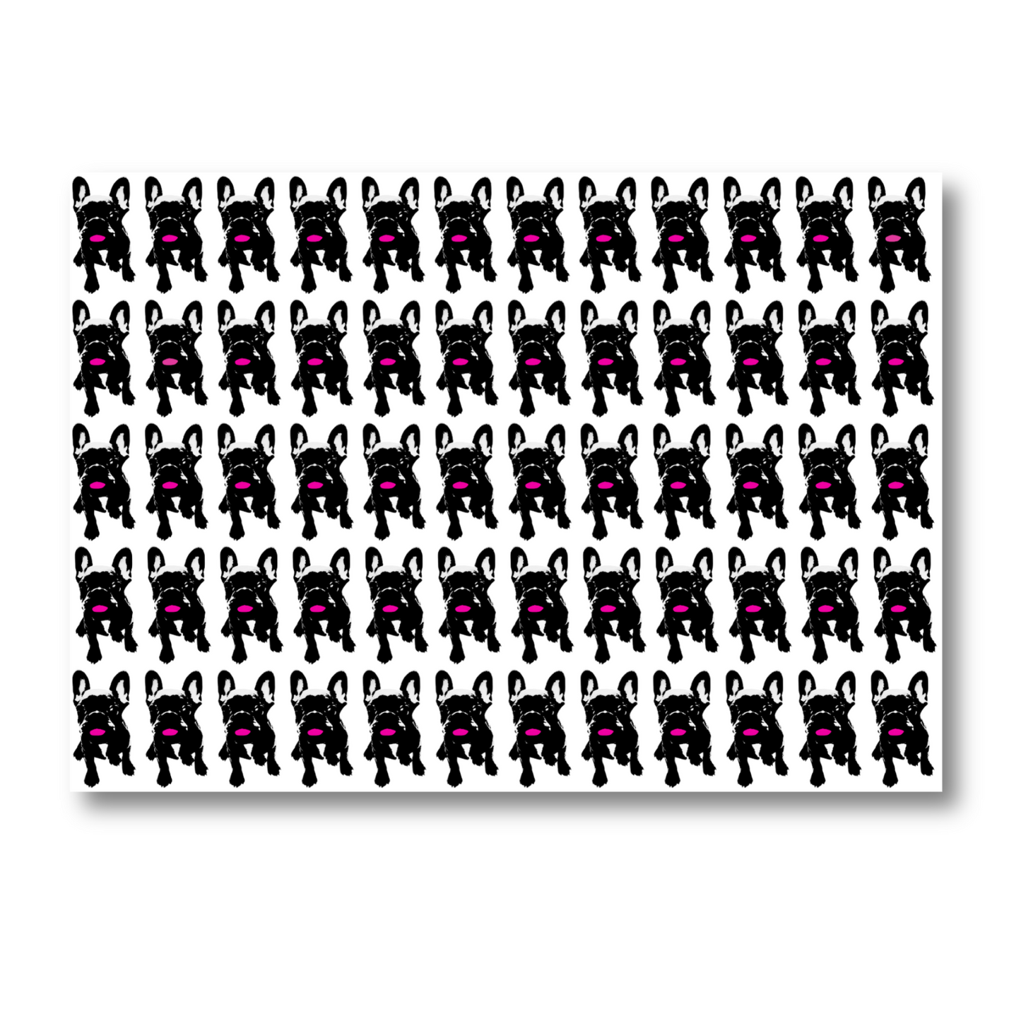 haute frenchie hot pink bordered two-sided horizontal note cards