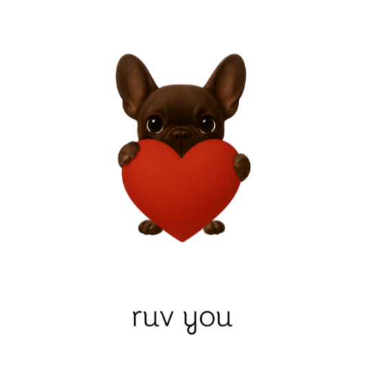 ruv you frenchie 4x6 note card
