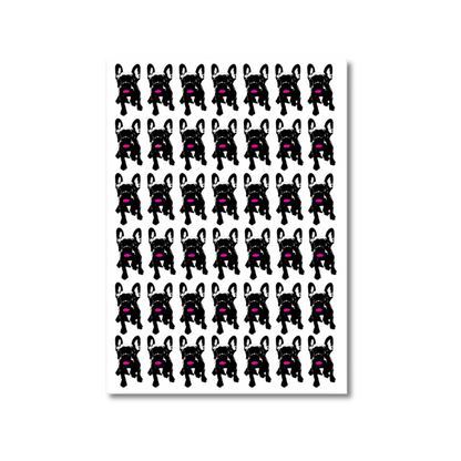 haute frenchie hot pink bordered two-sided vertical note cards