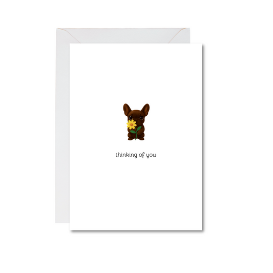 thinking of you frenchie 4x6 note card