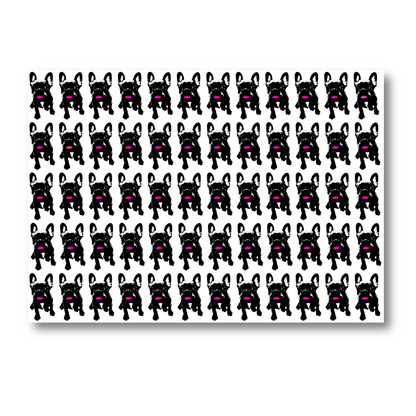 haute frenchie hot pink bordered two-sided horizontal note cards