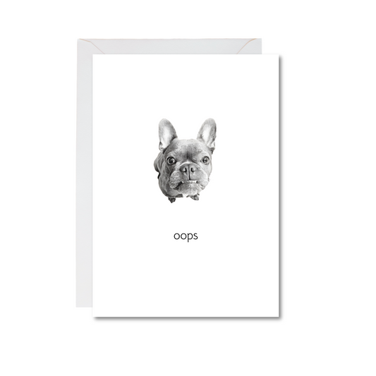 oops frenchie 4x6 note card