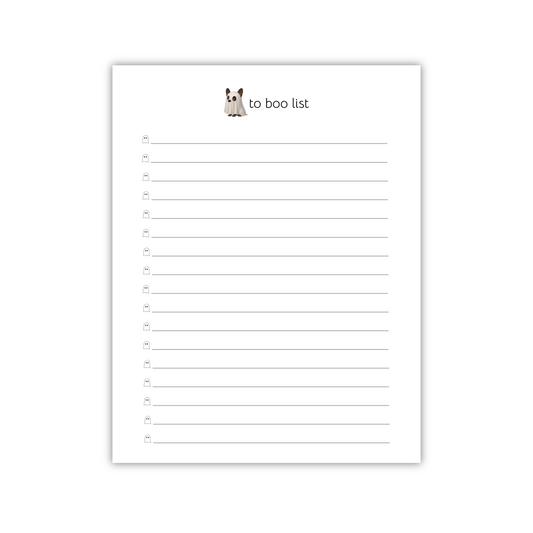"to boo list" halloween frenchie notepad